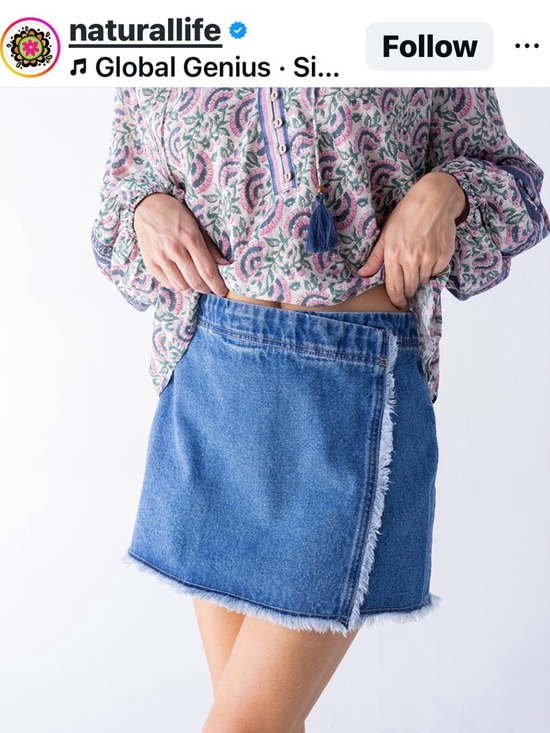 NATURAL LIFE Dresses & Skirts - NWT NATURAL LIFE Blue Denim Frayed Wrap Mini Skirt - Small